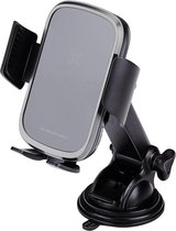 Dunlop Support de téléphone de voiture et chargeur sans fil - Support de téléphone portable de voiture avec chargeur Qi - avec ventouse pour montage sur tableau de bord et pare-brise - Téléphones de 65 mm à 92 mm de large - Plastique - Zwart