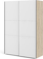 Saskia Schuifdeurkast B147 cm 2 deuren eikenstructuur en wit.