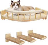 Klimmuur kat, kattenhangmat voor wandmontage met 3 kattentrappen, kattenplank, kattenmuur kattenslaapplaatsen, kattenmeubels om te slapen, spelen, klimmen en loungen