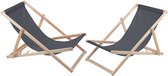 ligstoelen / strandstoel - 2 comfortabele houten ligstoelen - ideaal voor het strand, balkon en terras - grijs