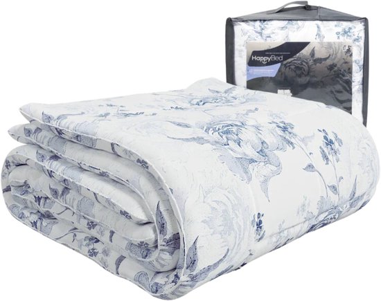 Foto: Happybed all year dekbed enkel 200x220 tweepersoons wasbaar dekbed zonder overtrek bedrukt zonder hoes hoesloos dekbed met print simple flowers