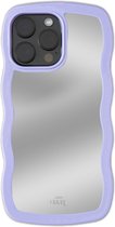 xoxo Wildhearts Wavy Mirror Case Lilas - Convient pour iPhone 14 Pro - Wavy Mirror Case - Cloud Case - Coque en silicone avec miroir - Violet