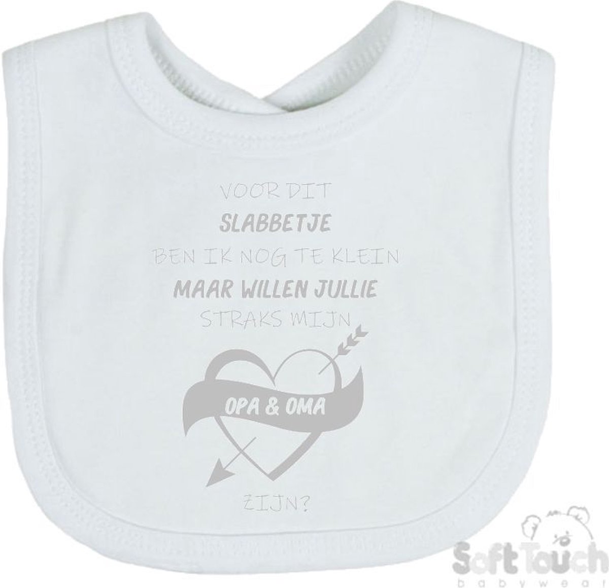 Goedkoopste Soft Touch Slabber Slabbetje Slab Zwangerschap Aankondiging 2.0 Voor dit slabbetje ben ik nog te klein maar willen jullie straks mijn opa & oma zijn Unisex Katoen Wit/zilver (shiny) Maat 33x22 Cm
