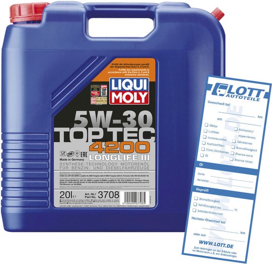 Liqui Moly Top Tec 4200 20 Liter 20 Liter 5W-30 Longlife Liqui Moly Top Tec 4200 | bol