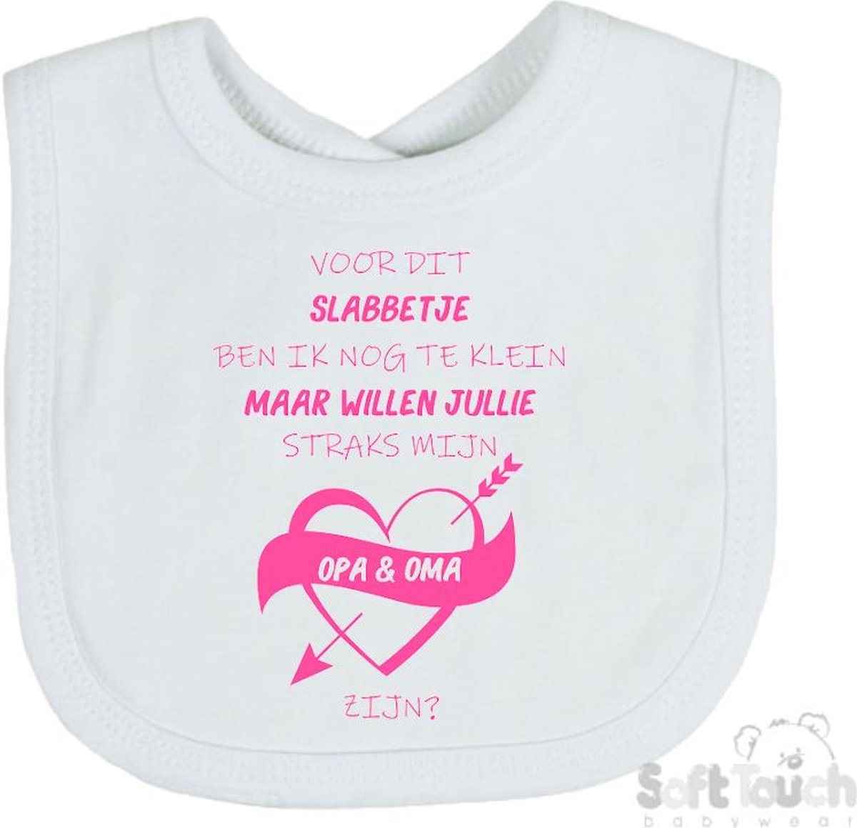 Goedkoopste Soft Touch Slabber Slabbetje Slab Zwangerschap Aankondiging 2.0 Voor dit slabbetje ben ik nog te klein maar willen jullie straks mijn opa & oma zijn Unisex Katoen Wit/roze Maat 33x22 Cm