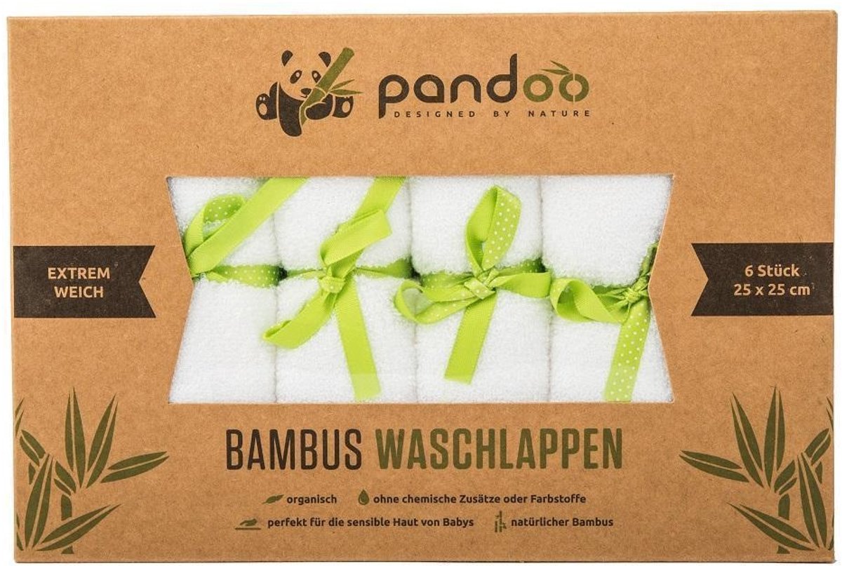 Pandoo Bamboo - Babydoekjes - 6 stuks - Zachte babydoekjes - Milieuvriendelijke keuze - Hypoallergeen