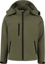 JS Softshell Jas met capuchon - Army - Maat S - SS100