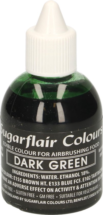 Sugarflair Airbrush Kleurstof Voedingskleurstof Donkergroen 60ml Bol 8550