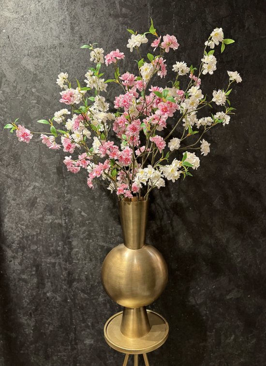 Zijden Boeket - Cherry blossom - 4 stelen - 120cm hoog - Roze Wit - Bloesem - Kunstbloemen - Nepbloemen - Veldboeket
