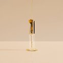 Goudkleurige lipgloss met "hey honey!" op de tube, gouden dop, met druipende honing.
