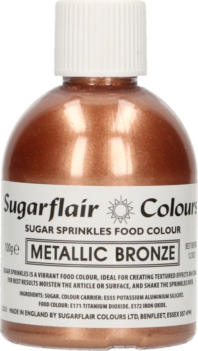 Sugarflair Sugar Sprinkles - Metallic Bronze - 100g - Gekleurde Suiker - Eetbare Taartdecoratie