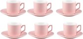 Tasses à expresso de Luxe - Rose - 9,5 cl - 6 pièces - Set - Pack - Verres à expresso - Tasses à café - Glas - 95 ml - Haute qualité - Ensemble de tasses à café - Paquet de tasses à café