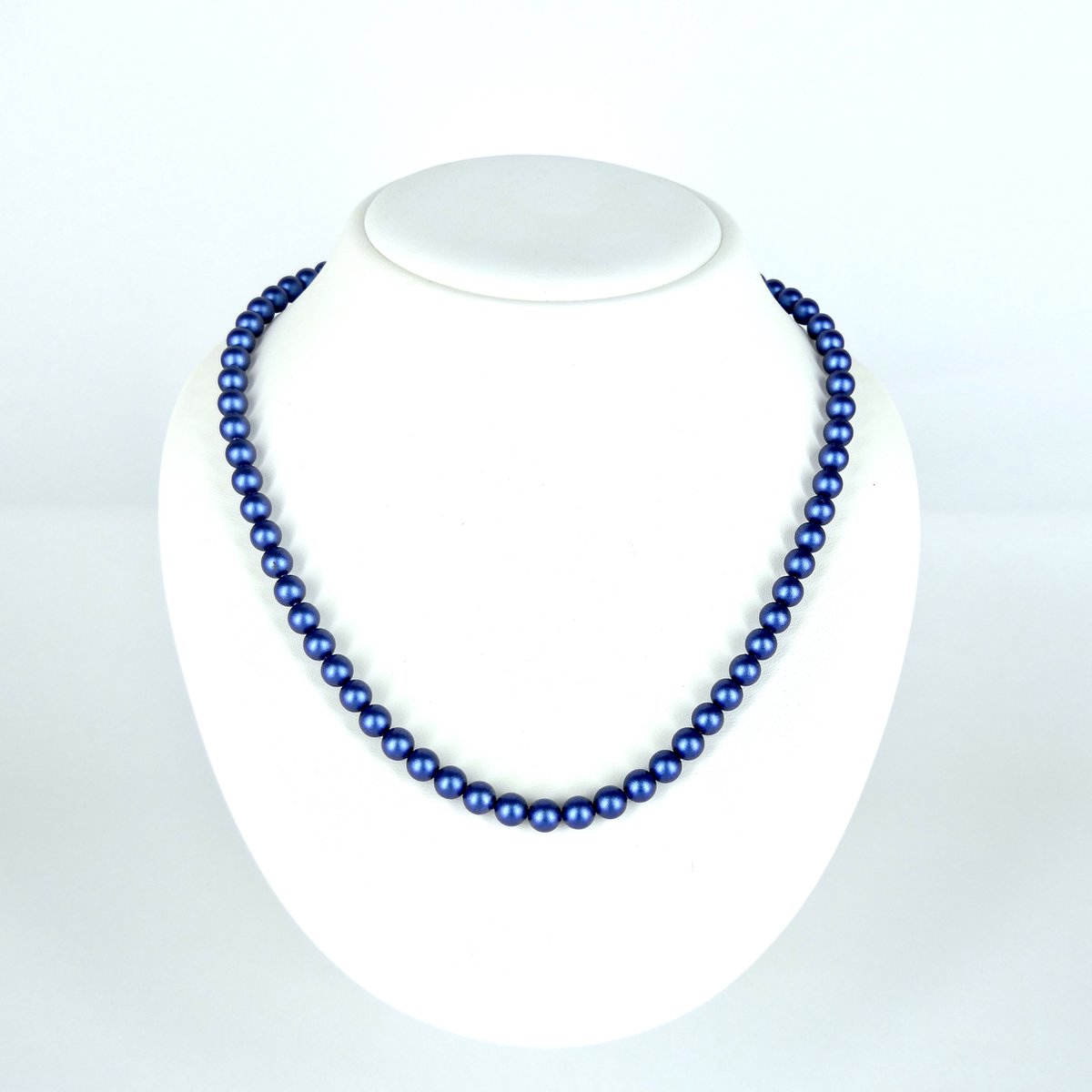 KAYEE - Parelketting van 6mm Swarovski parels - dark denim blue - 42cm+7cm