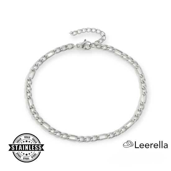 Leerella Luxe Dames Enkelband Zilverkleurig van Roestvrij Staal - Perfect Cadeau voor Moederdag, Verjaardag en Valentijnsdag! Luxe Leerella Zakje Inbegrepen