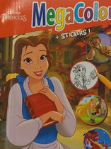 MegaColor Disney kleur- en stickerboek - Disney princes - Extra dik! - kleurboek met 25 stickers - +/- 130 kleurplaten - knutselen voor kinderen - knutselen voor meisjes - knutselen voor jongens - kado - cadeau - verjaardag