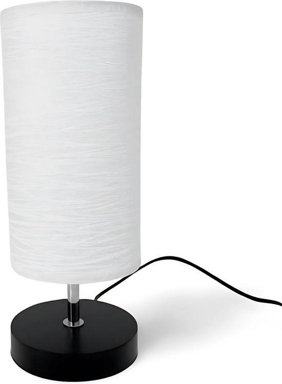 Tafellamp Zwart Met Witte Kap 31 cm