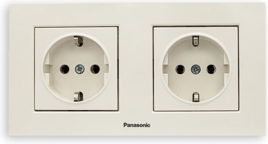Panasonic-Stopcontact-Wandcontactdoos-Wit-Randaarde-Compleet-Karre Plus Serie