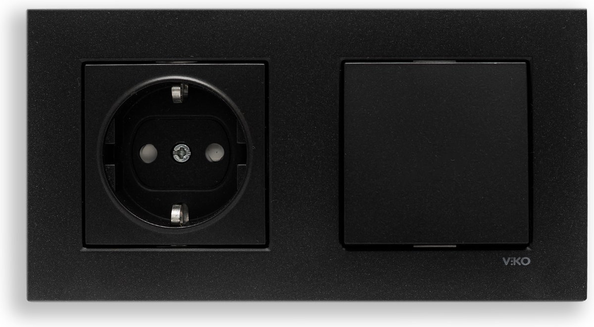 Panasonic Viko-Zwarte Wandcontactdoos-Inbouw -Randaarde-Compleet