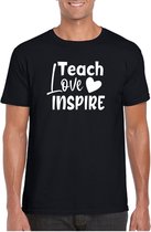 HEREN TSHIRT LEERKRACHT LERAAR TEACH LOVE INSPIRE LUDIEK 2X-LARGE