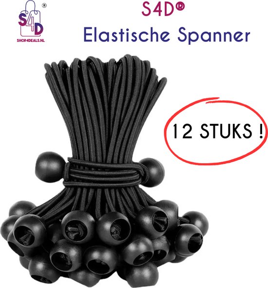 Foto: S4d spanelastiek spanrubbers tentspanners met bal spanner elastiek met bal set van 12 stuks multifunctioneel