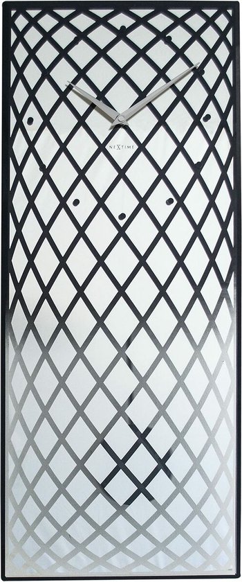 NeXtime Pendula - Klok - Mouvement silencieux - Pendule - Glas - Rectangulaire -70 cm - Argent