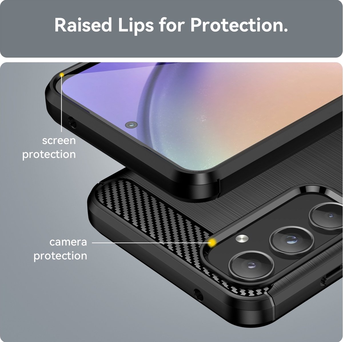 Mobigear Hoesje geschikt voor Samsung Galaxy A55 Telefoonhoesje Flexibel TPU | Mobigear Brushed Slim Backcover | Galaxy A55 Case | Back Cover - Zwart