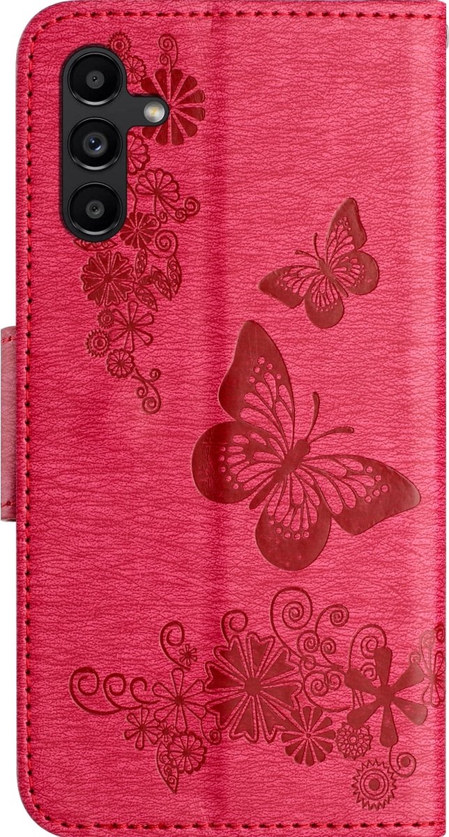 Mobigear Telefoonhoesje geschikt voor Samsung Galaxy A35 Hoesje | Mobigear Butterfly Bookcase Portemonnee | Pasjeshouder voor 2 Pasjes | Telefoonhoesje voor Pinpas / OV Kaart / Rijbewijs - Rood