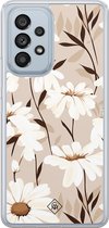 Casimoda® hoesje - Geschikt voor Samsung Galaxy A53 - In Bloom - 2-in-1 case - Schokbestendig - Bloemen - Verhoogde randen - Bruin/beige, Transparant