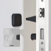 Butée de porte en Siliconen - Protecteur de porte - Protection murale - Poignée de porte - Caoutchouc antichoc - Autocollant - Set de 2 - Zwart