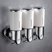 Shampoo en Conditioner Dispenser voor Douche - Wandgemonteerde Bad Zeepdispenser 3 Kamers - Geen Boren Body Wash Pomp Gel Knijp Triple Groot Systeem Organizer voor Badkamer, enz. (Goud, 1500ml)