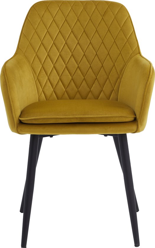 Colenis® - Chaise de salle à manger Laura - Set de 2 - Jaune ocre - Velours - Design