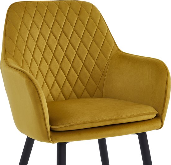 Colenis® - Chaise de salle à manger Laura - Set de 2 - Jaune ocre - Velours - Design