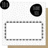 10x Bedankkaartjes / Bedankt kaarten | THANK YOU | 13,5 x 13,5 cm | met kraft enveloppen