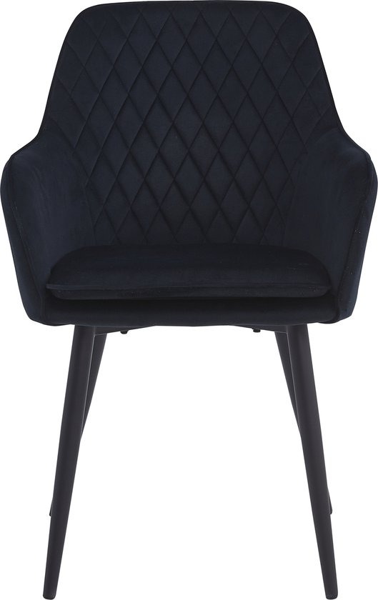 Colenis® - Chaise de salle à manger Laura - Set de 2 - Zwart - Velours - Design