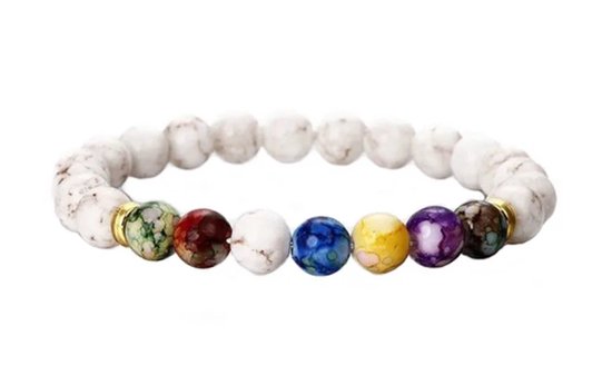 Style King - Bracelets de perles 7 chakras avec howlite - taille unique