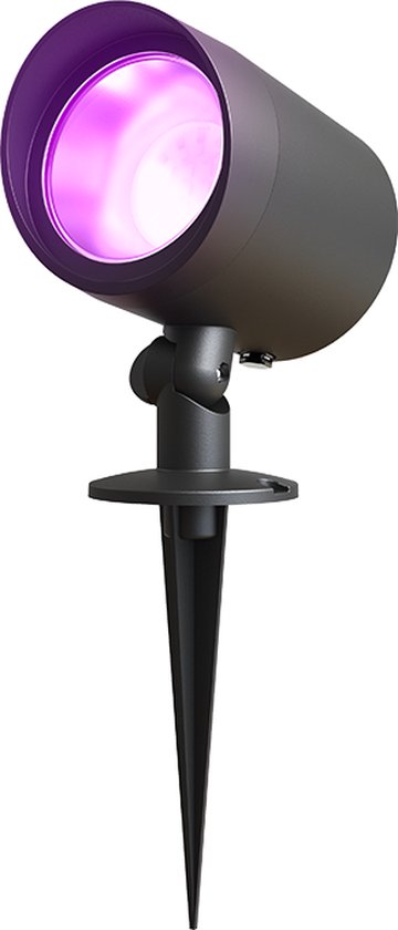 Calex Smart Outdoor LED XL Grondspot - Slimme Tuinverlichting Waterdicht - Prikspot - RGB en Warm Wit Licht - Tuinspot 9W - Zwart
