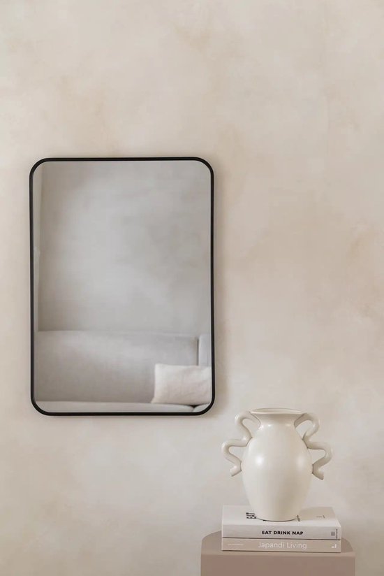 Nordic Style® Miroir rectangulaire - 70x50cm - Zwart - Miroir mural - Miroir de Toilettes - Miroir de salle de bain - Miroir d'entrée