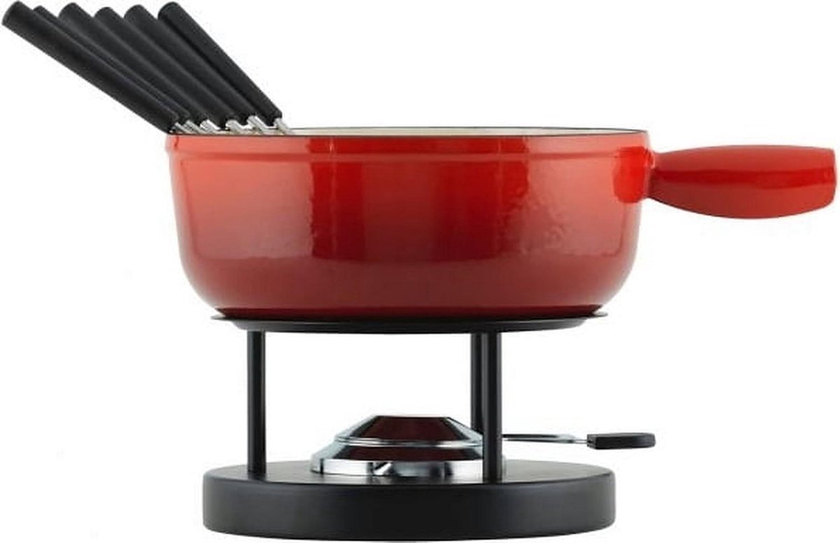 Kuhn Rikon Kaasfondueset gietijzer rood inductie, 24cm