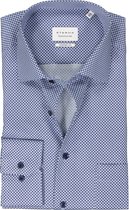 ETERNA comfort fit overhemd - twill - middenblauw dessin - Strijkvrij - Boordmaat: 48