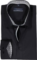 CASA MODA comfort fit overhemd - popeline - zwart - Strijkvriendelijk - Boordmaat: 54