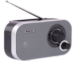 Denver FM Radio Retro - Noodradio / Noodpakket - Werkt op batterij of netstroom - Keukenradio - Draagbare Radio - TR51 - Grijs