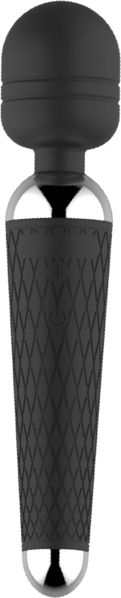 Goedkoopste Cupitoys® Wand vibrator met reliëf - 20cm - Zwart - 16 standen - Vibrators voor vrouwen en mannen - Sex toys voor vrouwen en mannen