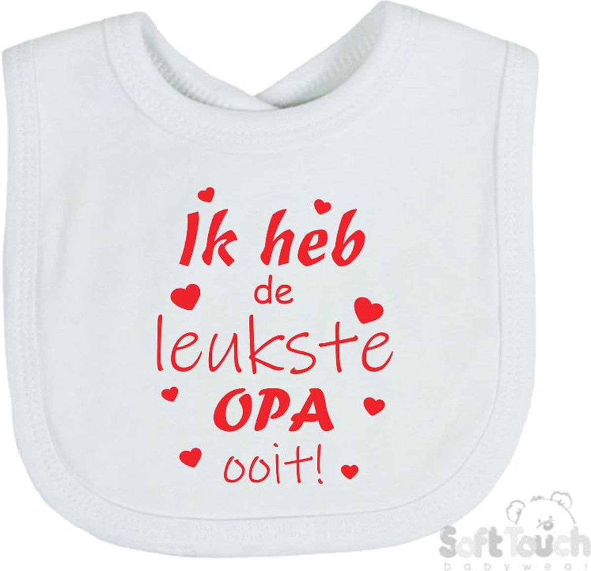 Goedkoopste Soft Touch Slabber Slabbetje Slab Ik heb de leukste OPA ooit! Vaderdag Unisex Katoen Wit/rood Maat 33x22 Cm