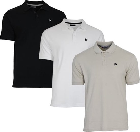 3-Pack Donnay Polo (549009) - Sportpolo - Heren - Black/White/Sand (556) - maat XXL