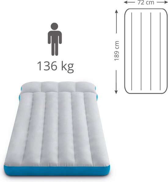 Intex Campingmat - Twijfelaar - 72 x 189 x 20 cm - Blauw - Inclusief Hoeslaken - Pomp en Reparatieset van Intex — afbeelding 5