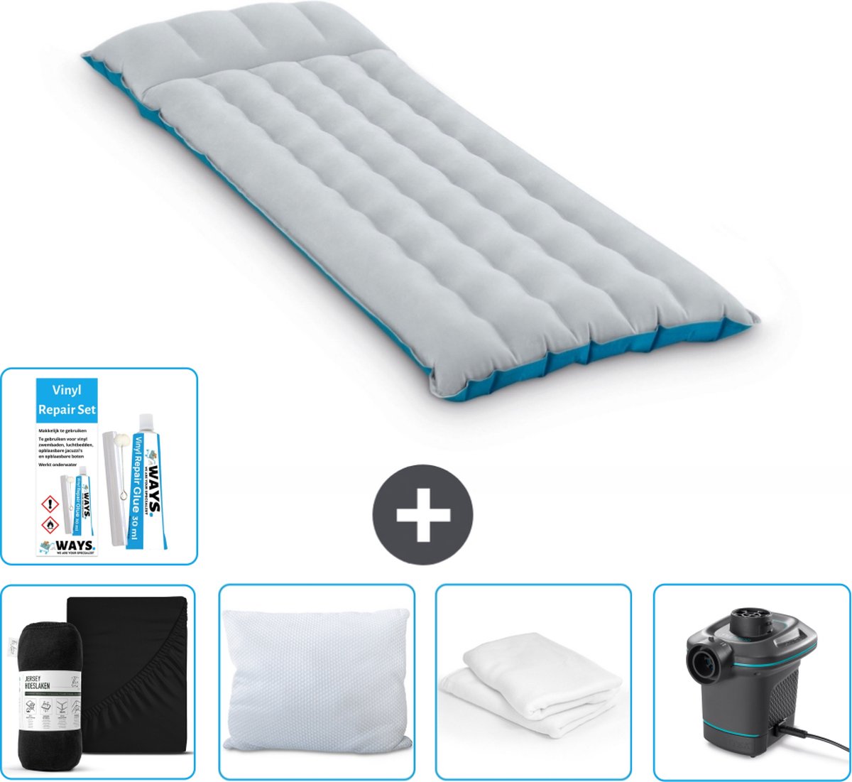 Intex Campingmat - 1-Persoons - 67 x 184 x 17 cm - Blauw - Inclusief Accessoires CB6