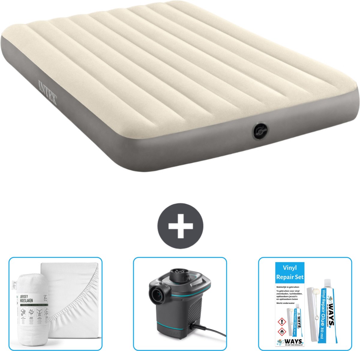 Intex Luchtbed - 2-Persoons - 152 x 203 x 25 cm - Beige - Inclusief Accessoires CB4
