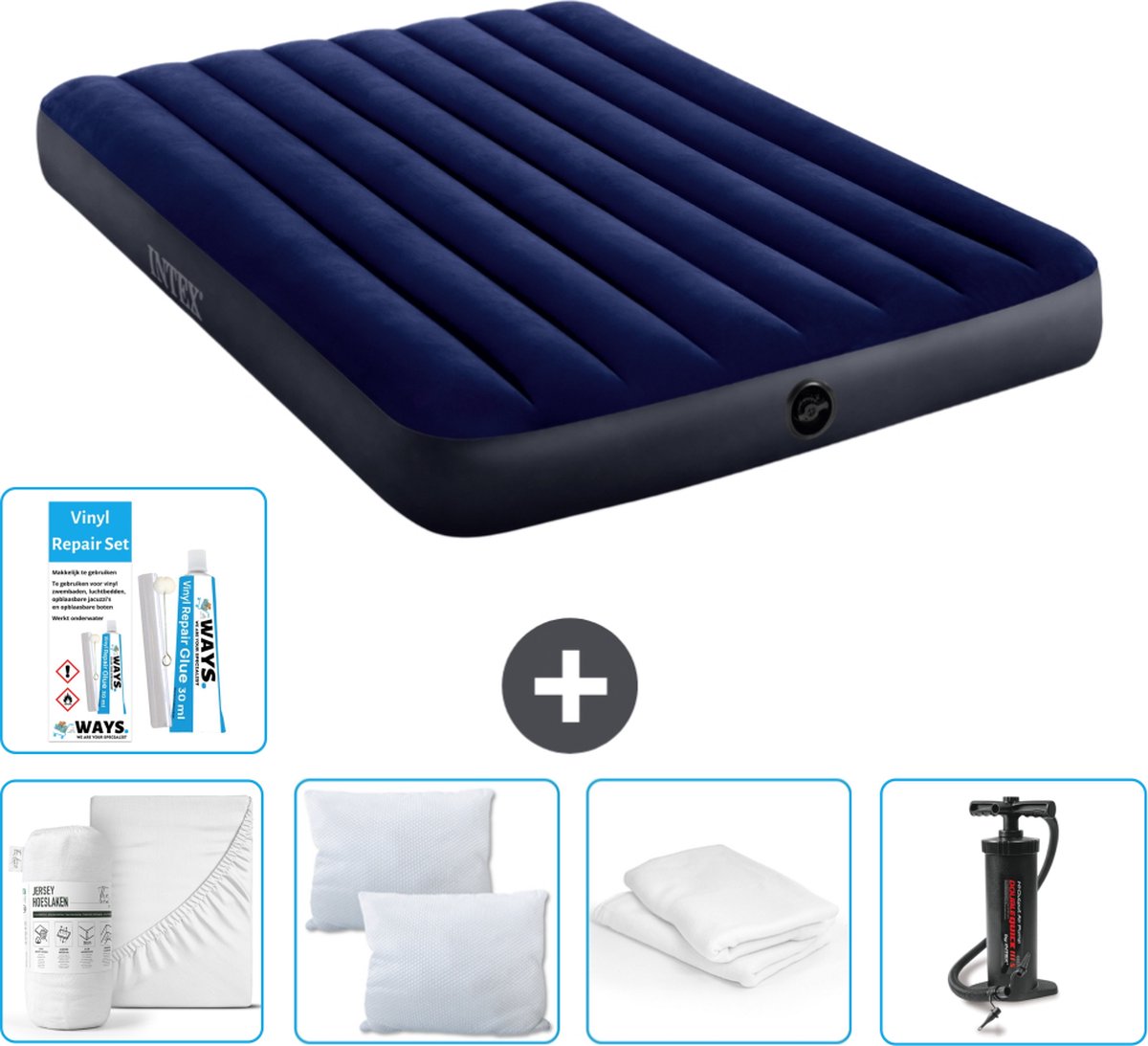 Intex Luchtbed - Twijfelaar - 137 x 191 x 25 cm - Blauw - Inclusief Accessoires CB1