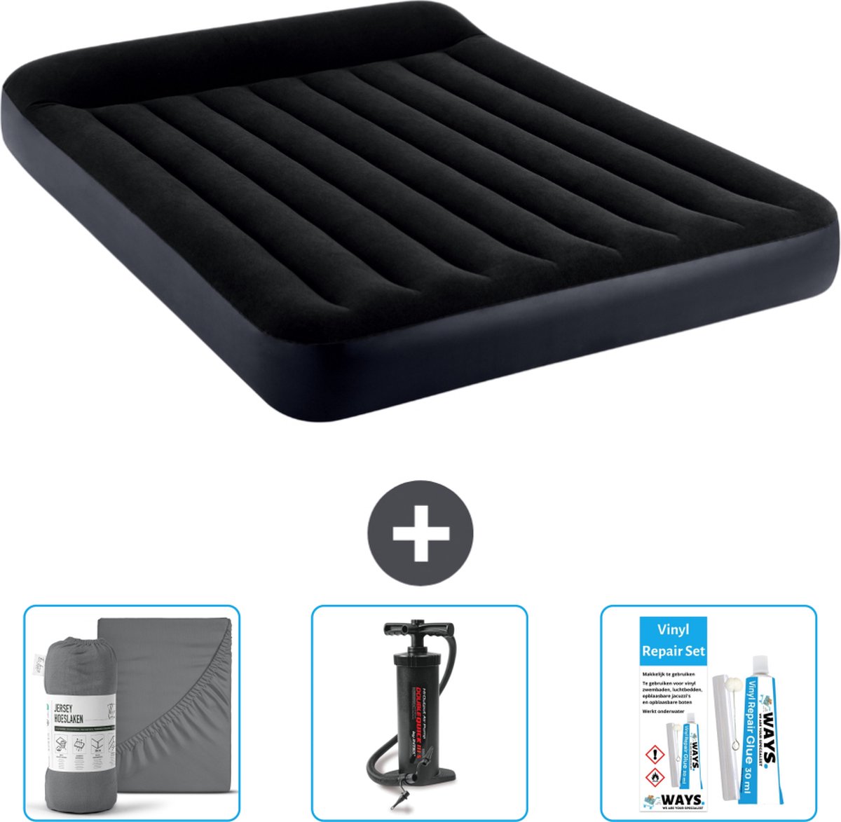 Intex Luchtbed - 2-Persoons - 152 x 203 x 25 cm - Donkerblauw - Inclusief Accessoires CB11