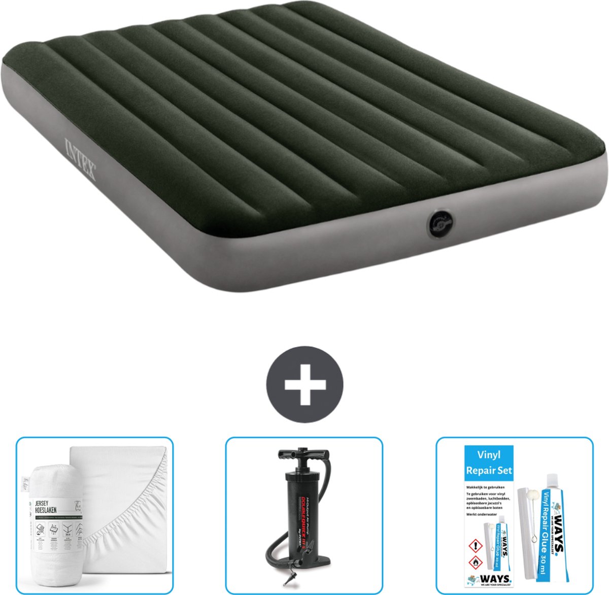 Intex Luchtbed - 2-Persoons - 152 x 203 x 25 cm - Groen - Inclusief Accessoires CB3